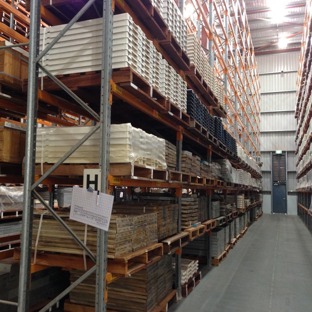 Racks of core samples at the Joe Lord Core Library.